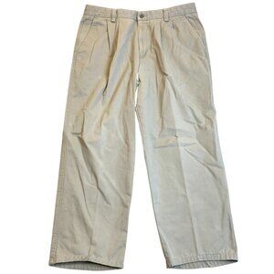 Dockers Mens Khaki Chino Pants Men's Size 35x26 Pleated Front Cotton Beige